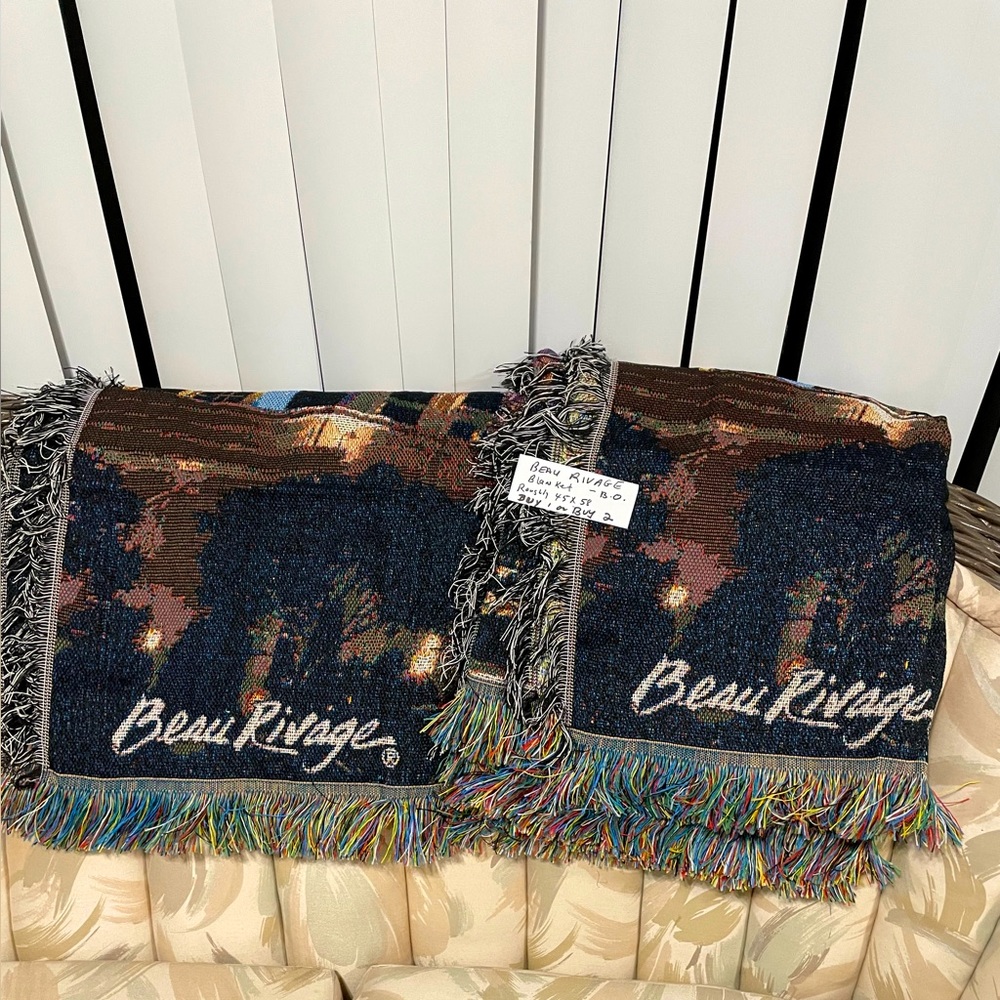 Beau Rivage blankets. 45 by 58 size. Buy one or both. Each $25. 2/$40